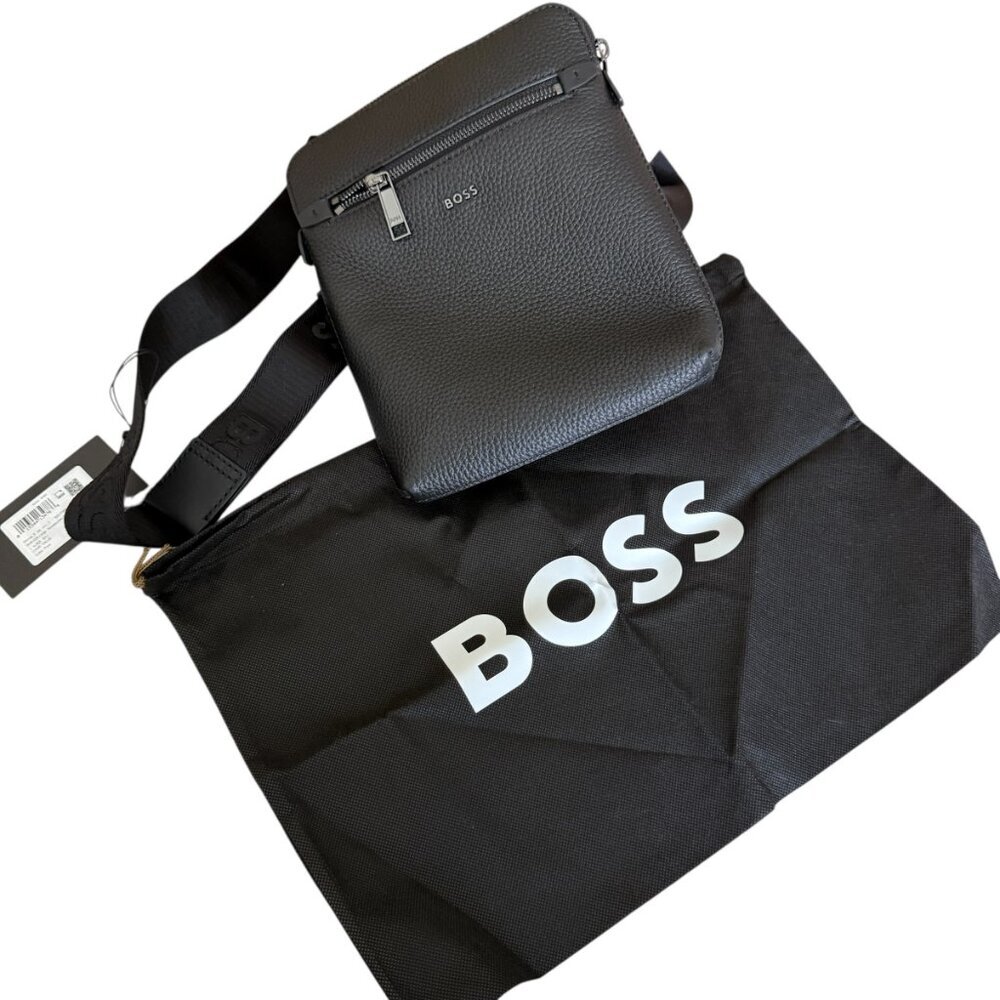HUGO BOSS Morval All Leather Zip Env_O Bag 50517985 Black‎ - Picture 2 of 16